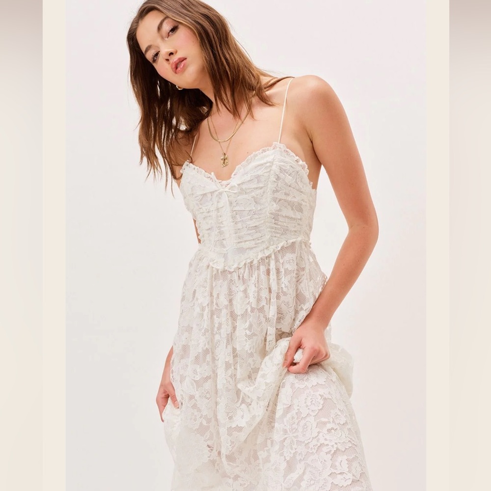 FOR LOVE & LEMONS Joelle Maxi Dress White